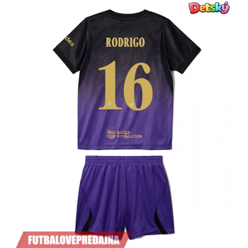 Lacne Dětský Futbalové dres Barcelona Rodri Hernandez #16 2026-27 Krátky Rukáv - Preč (+ trenírky)